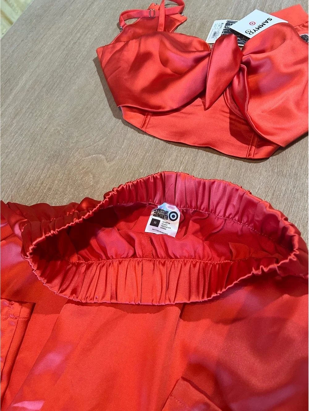 Sammy B Target Black History Month Orange Bow Top & Wide Leg Pants Set NWT XS